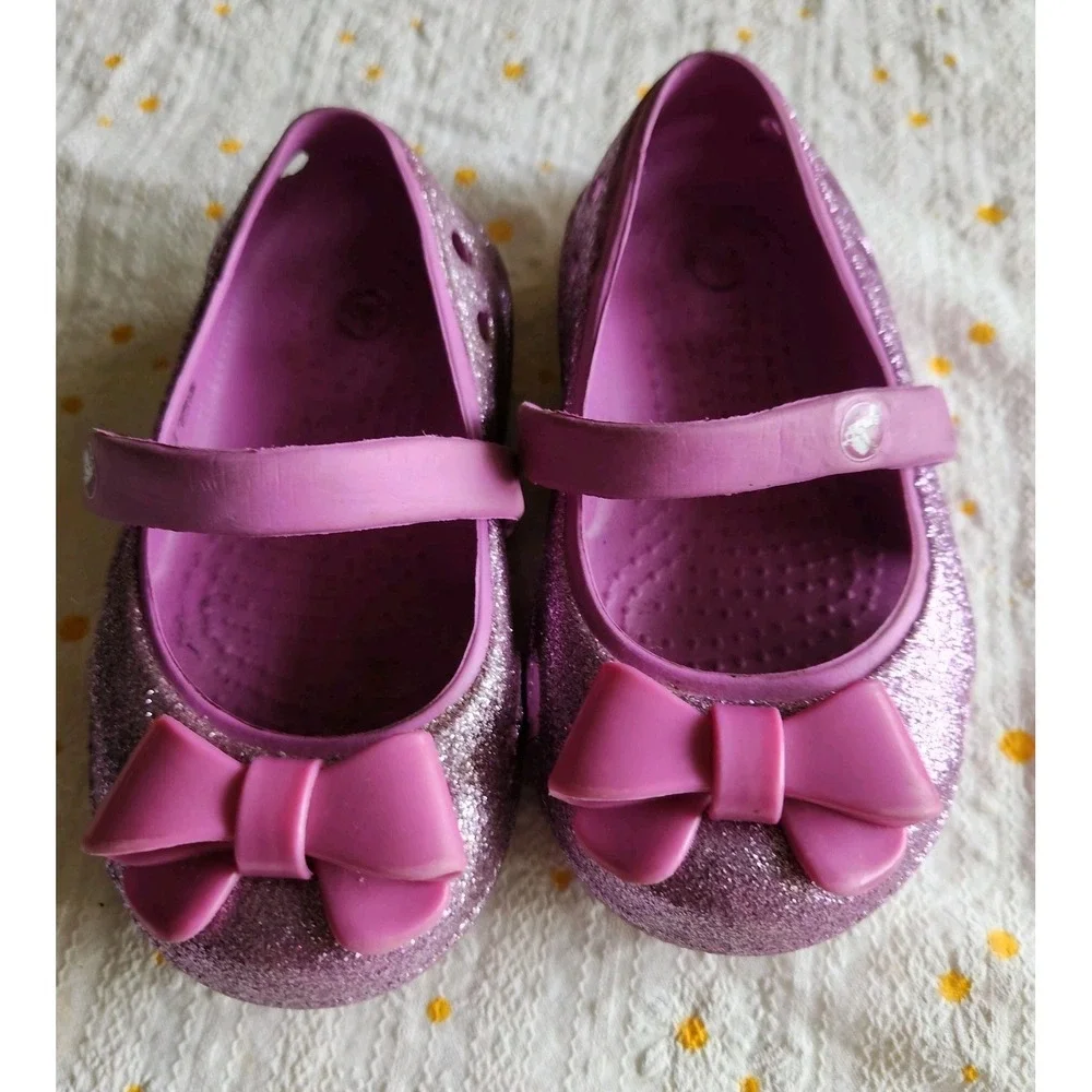 Crocs Toddler Girls Mary Janes Sparkle Purple Size 6c